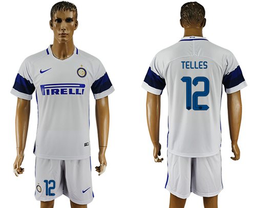 Inter Milan #12 Telles White Away Soccer Club Jersey - Click Image to Close